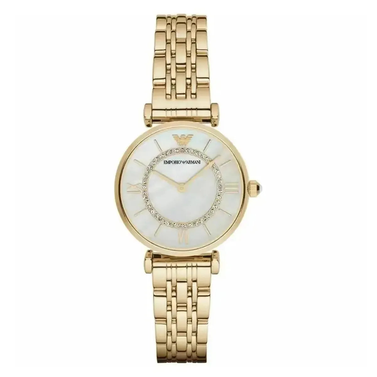 Emporio Armani AR1907 Mother of Pearl Dial Gold-Tone Stainless Steel Ladies Watch Emporio Armani