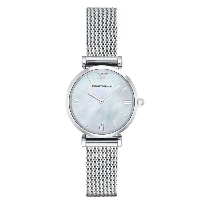 Emporio Armani AR1955 Mother Of Pearl Mesh Bracelet Ladies Watch Emporio Armani