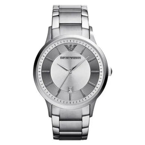 Emporio Armani AR2478 Classic Quartz Silver Dial Silver Steel Strap Watch For Men Emporio Armani