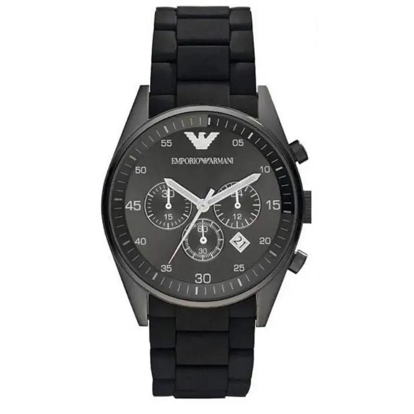 Emporio Armani AR5889 Sportivo Chronograph Black Dial Black Stainless Steel Watch For Men Emporio Armani