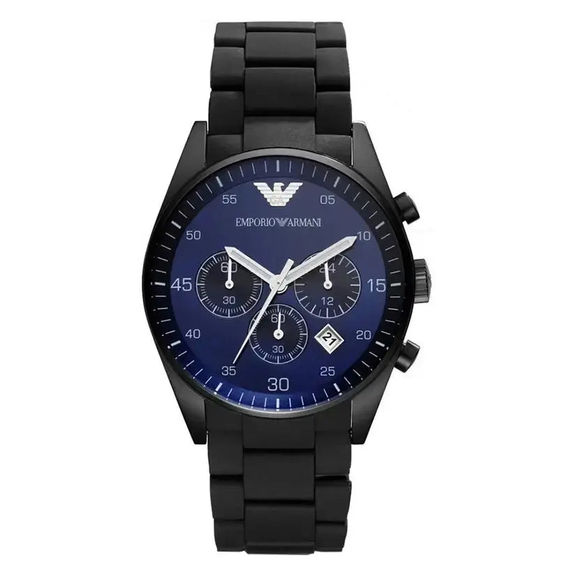 Emporio Armani AR5921 Sportivo Chronograph Blue Dial Black Strap Watch For Men Emporio Armani