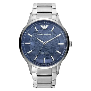 Emporio Armani AR60037 Renato Automatic Blue Dial Silver Steel Strap Watch For Men Emporio Armani