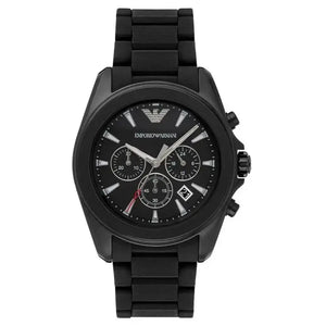 Emporio Armani AR6092 Sportivo Chronograph Black Dial Black Silicone Strap Watch For Men Emporio Armani