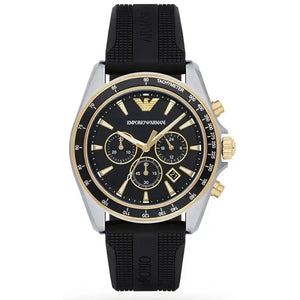 Emporio Armani AR80003 Sigma Chronograph lack Dial Black Rubber Strap Watch For Men Emporio Armani
