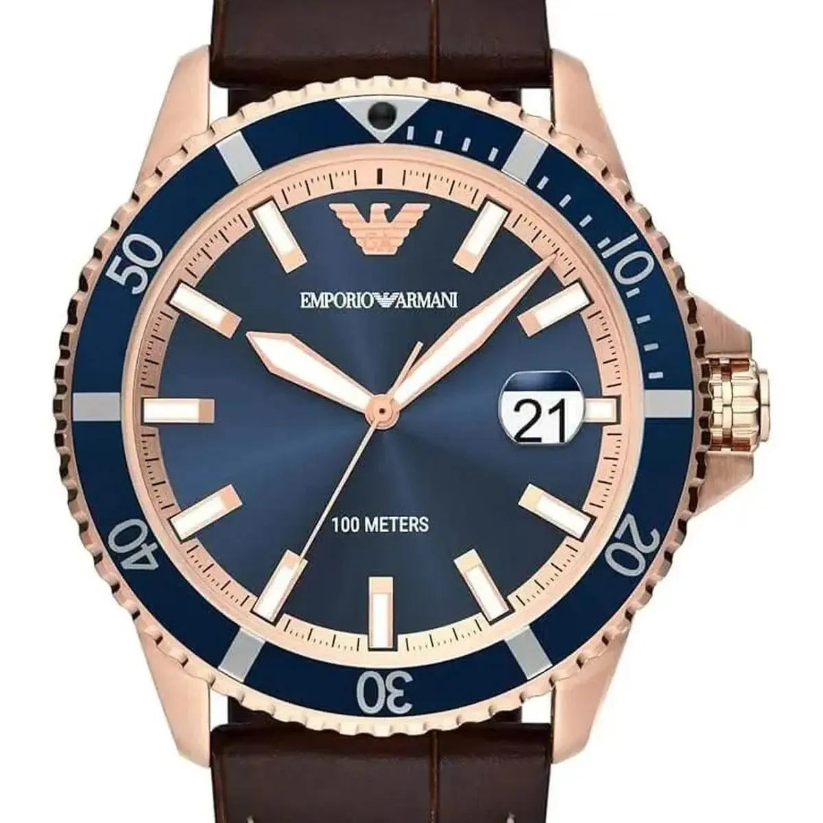 Emporio Armani AR11556 Men Analog Quartz Watch with Pro-Planet Leather Strap Emporio Armani