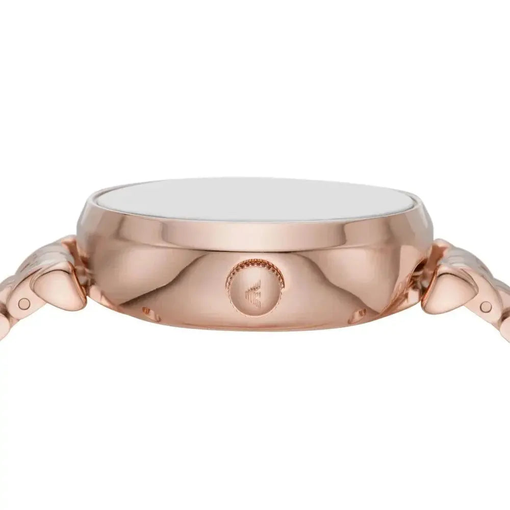 Emporio Armani AR60043 Meccanico Crystals Black Dial Rose Gold Steel Strap Watch For Women Emporio Armani