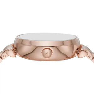 Emporio Armani AR60043 Meccanico Crystals Black Dial Rose Gold Steel Strap Watch For Women Emporio Armani