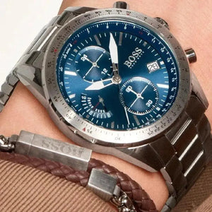 Hugo Boss 1513850 Pilot Blue Dial Silver Steel Strap Watch for Men Hugo Boss