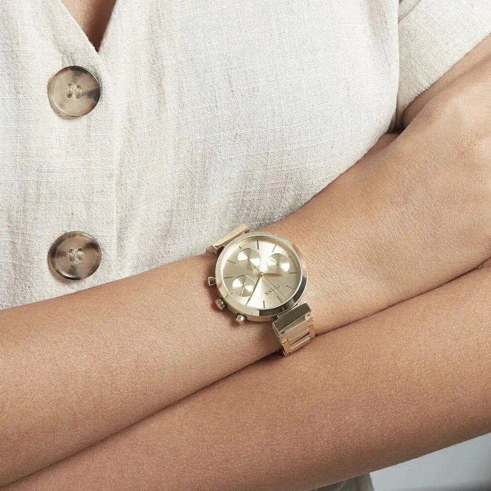 Hugo Boss 1502532 Flawless Gold Dial Gold Steel Strap Watch for Women Hugo Boss