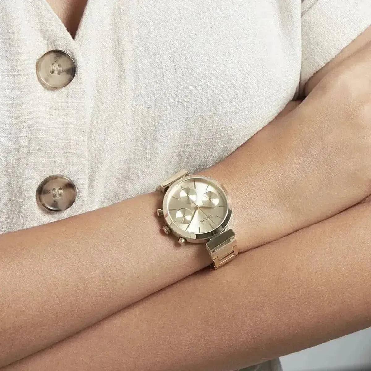 Hugo Boss 1502532 Flawless Gold Dial Gold Steel Strap Watch for Women Hugo Boss