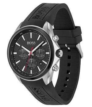 Hugo Boss 1513855 Distinct Black Dial Black Rubber Strap Watch for Men Hugo Boss
