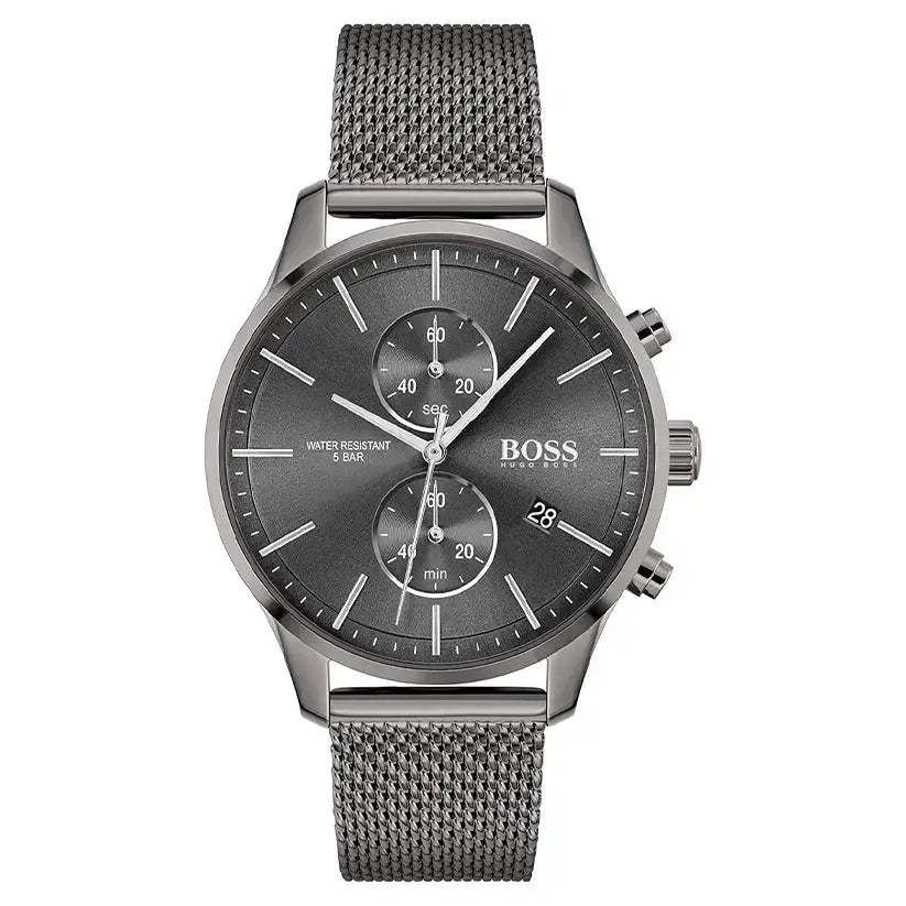 HUGO BOSS 1513870 Chronograph Quartz Watch for Men with Grey Stainless Steel mesh Bracelet Hugo Boss