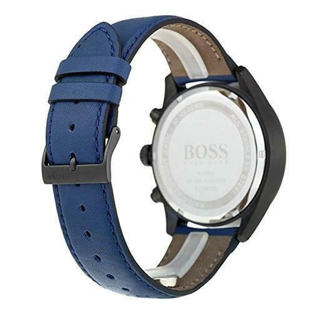 Hugo Boss 1513563 Grand Prix Chronograph Black Dial Blue Leather Strap Watch for Men Hugo Boss