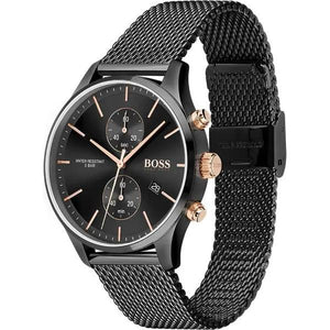 Hugo Boss 1513811 Associate Black Dial Black Mesh Bracelet Watch for Men Hugo Boss