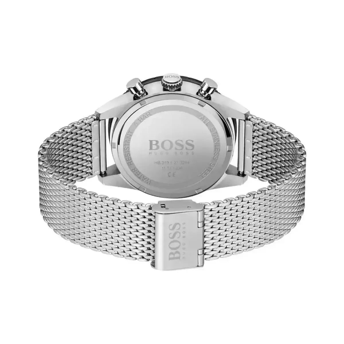 Hugo Boss 1513886 Pilot Edition Black Dial Silver Mesh Bracelet Watch for Men Hugo Boss