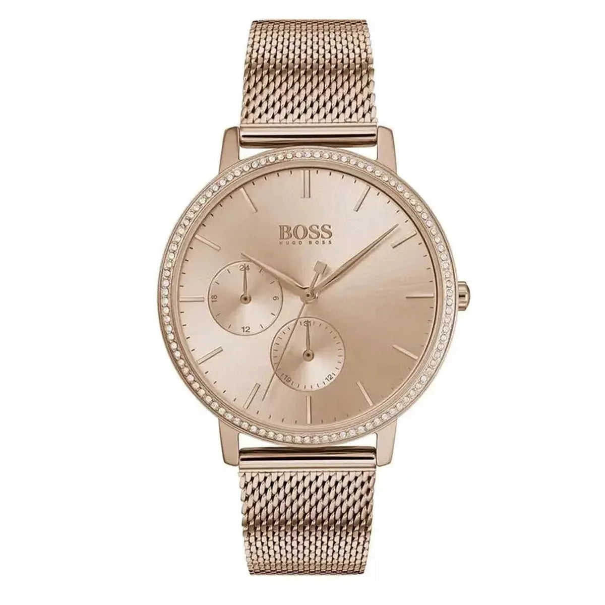 Hugo Boss 1502519 Infinity Carnation Gold Dial Gold Mesh Bracelet Watch for Women Hugo Boss
