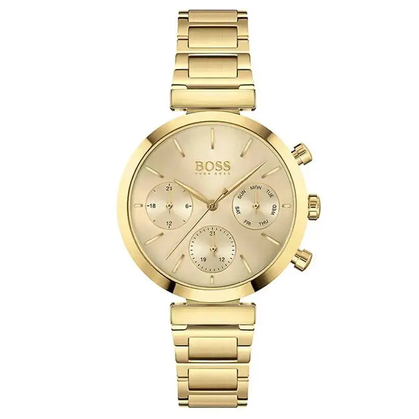Hugo Boss 1502532 Flawless Gold Dial Gold Steel Strap Watch for Women Hugo Boss