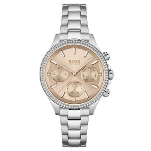 Hugo Boss 1502565 Hera Rose Pink Dial Silver Steel Strap Watch for Women Hugo Boss
