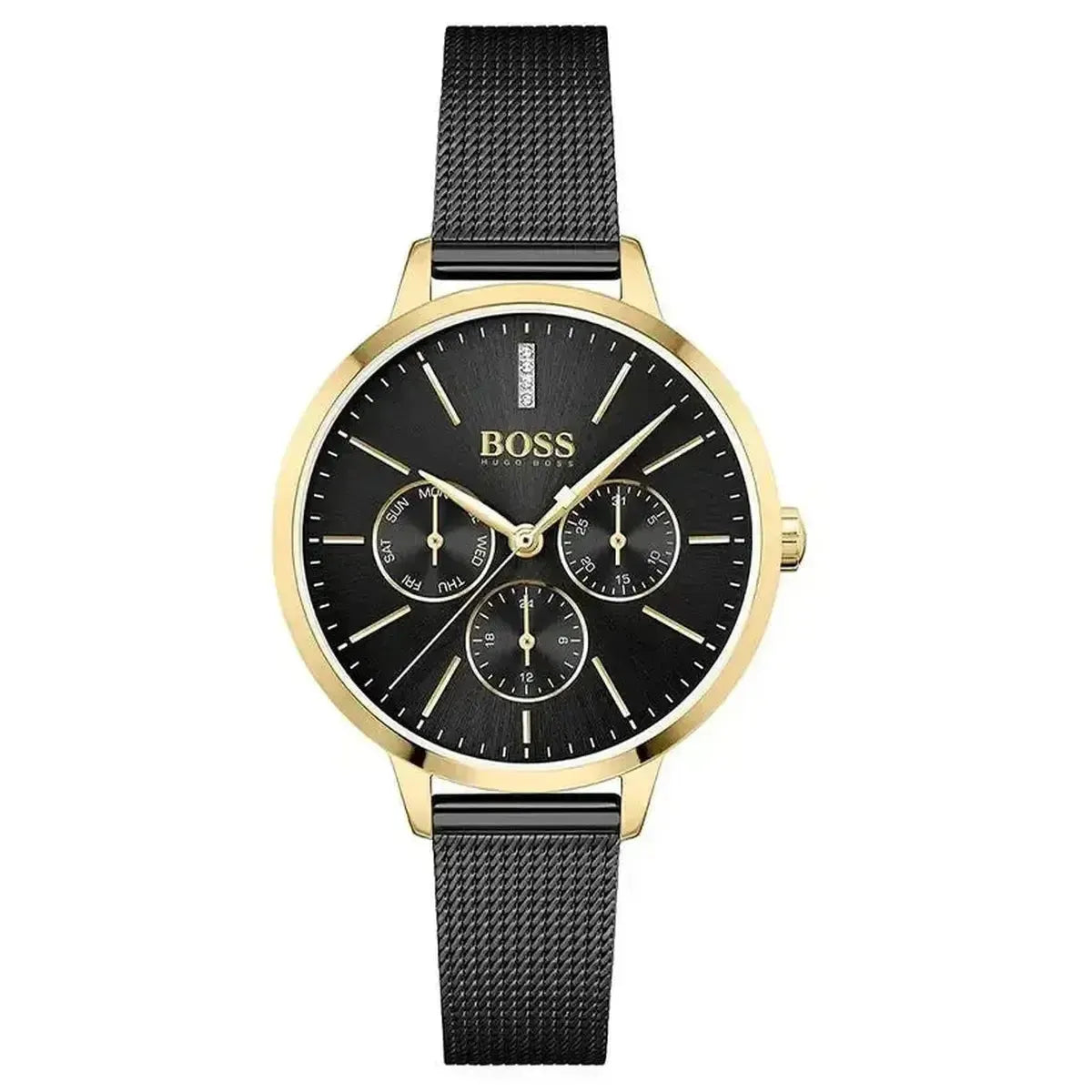 Hugo Boss 1502601 Symphony Black Dial Black Mesh Bracelet Watch for Women Hugo Boss