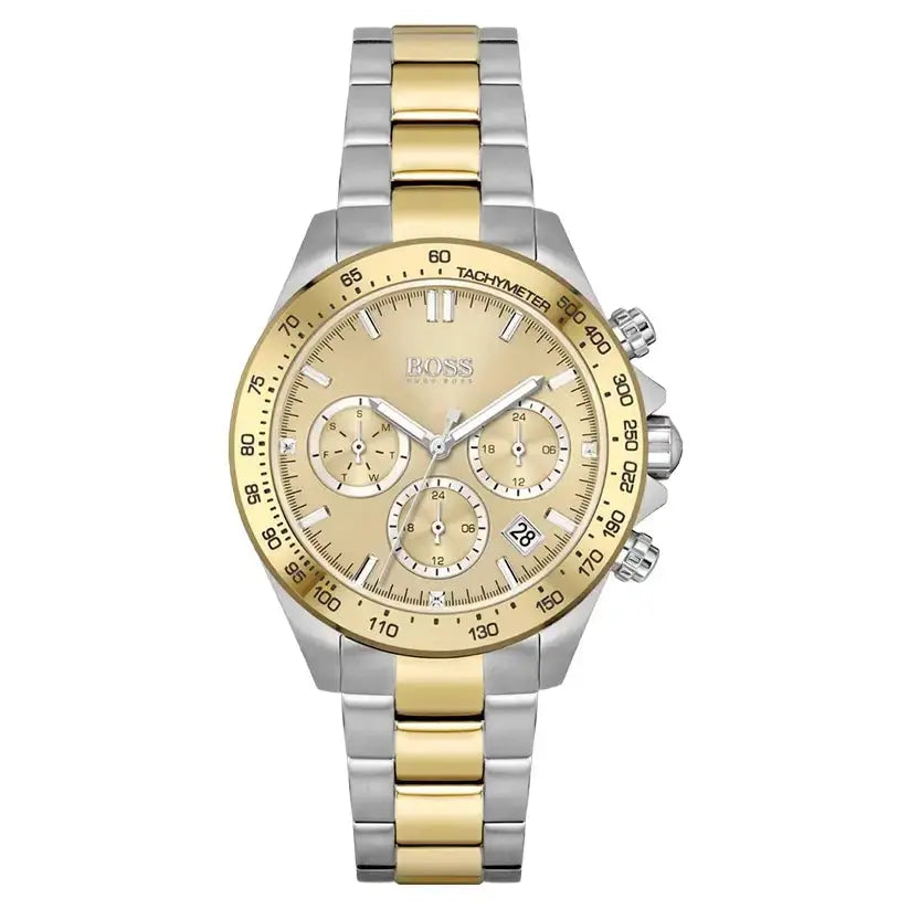 Hugo Boss 1512960 Ikon Chronograph Silver Dial Two Tone Steel Strap Watch for Men Hugo Boss