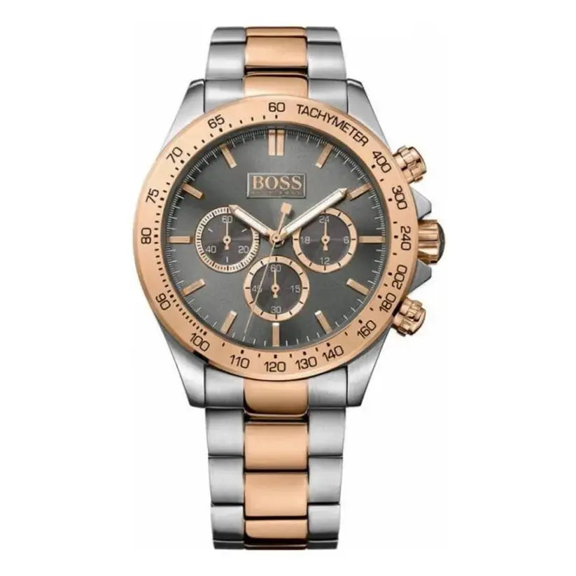 Hugo Boss 1513339 Ikon Grey Dial Two Tone Steel Strap Watch for Men Hugo Boss