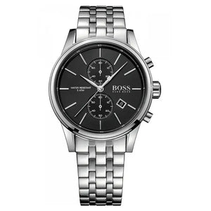 Hugo Boss 1513383 Jet Black Dial Silver Steel Strap Watch for Men Hugo Boss
