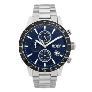 Hugo Boss 1513510 Rafale Quartz Blue Dial Silver Steel Strap Watch for Men Hugo Boss
