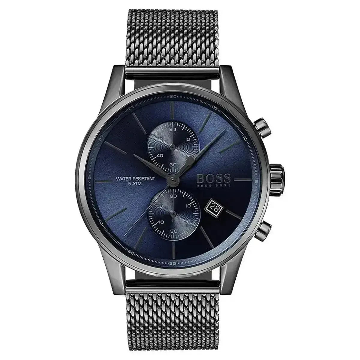 Hugo Boss 1513677 Jet Blue Dial Gunmetal Mesh Bracelet Watch for Men Hugo Boss