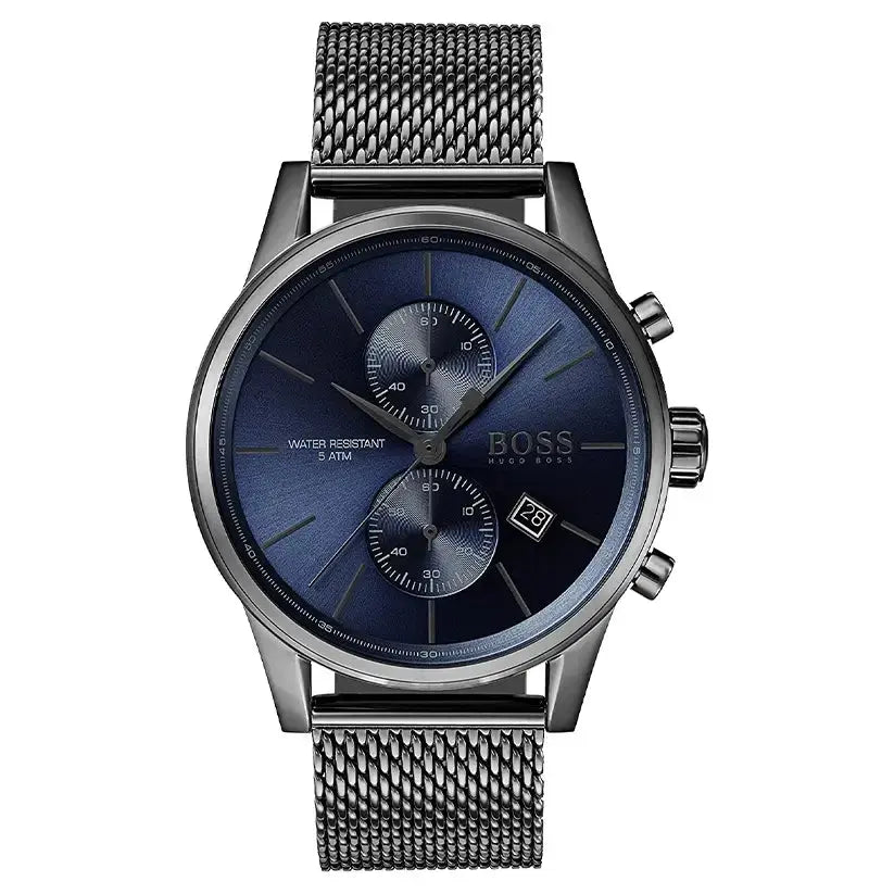 Hugo Boss 1513677 Jet Blue Dial Gunmetal Mesh Bracelet Watch for Men Hugo Boss