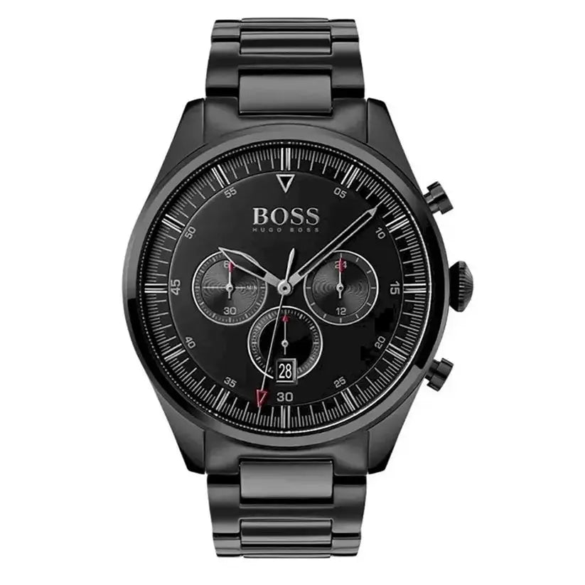 Hugo Boss 1513714 Pioneer Black Dial Black Steel Strap Watch for Men Hugo Boss