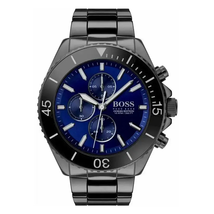 Hugo Boss 1513743 Ocean Edition Navy Blue Dial Black Steel Strap Watch for Men Hugo Boss