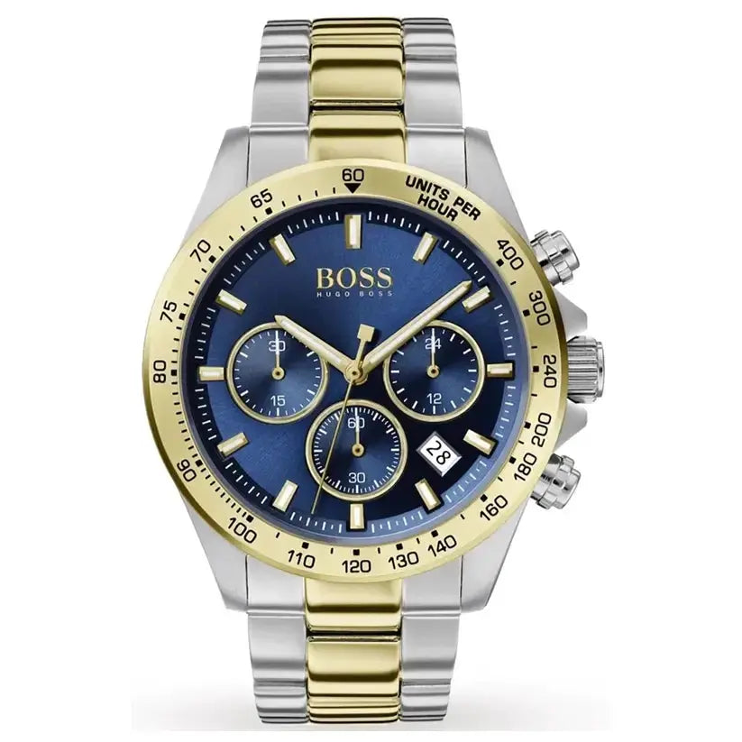 Hugo Boss 1513767 Hero Blue Dial Two Tone Steel Strap Watch for Men Hugo Boss