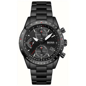 Hugo Boss 1513771 Aero Black Dial Black Steel Strap Watch for Men Hugo Boss