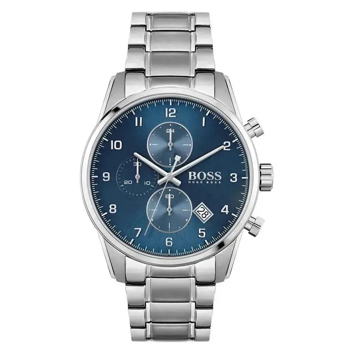 Hugo Boss 1513784 Skymaster Blue Dial Silver Steel Strap Watch for Men Hugo Boss