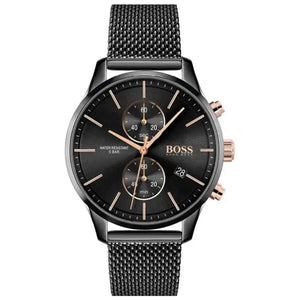Hugo Boss 1513811 Associate Black Dial Black Mesh Bracelet Watch for Men Hugo Boss