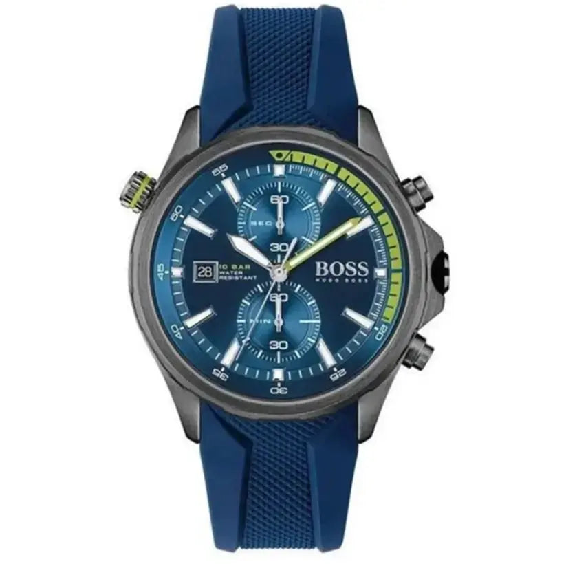 Hugo Boss 1513821 Globetrotter Blue Dial Blue Silicone Strap Watch for Men Hugo Boss