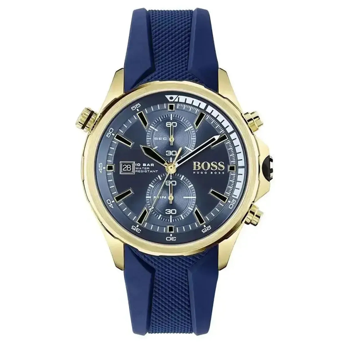 Hugo Boss 1513822 Globetrotter Blue Dial Blue Silicone Strap Watch for Men Hugo Boss
