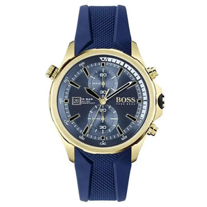 Hugo Boss 1513822 Globetrotter Blue Dial Blue Silicone Strap Watch for Men Hugo Boss