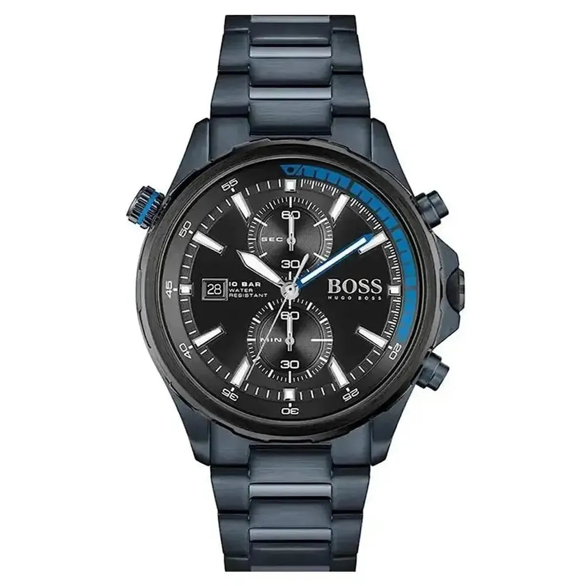 Hugo Boss 1513824 Globetrotter Black Dial Black Steel Strap Watch for Men Hugo Boss