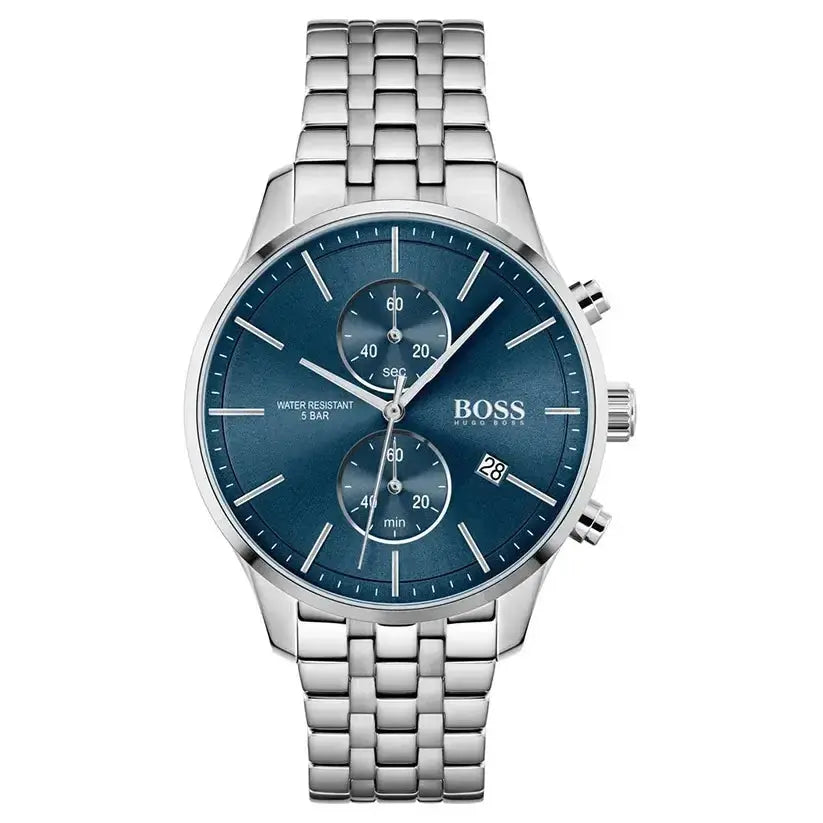 Hugo Boss 1513839 Associate Blue Dial Silver Steel Strap Watch for Men Hugo Boss