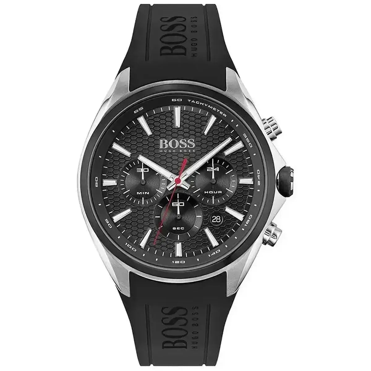 Hugo Boss 1513855 Distinct Black Dial Black Rubber Strap Watch for Men Hugo Boss