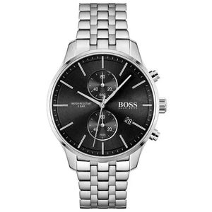 Hugo Boss 1513869 Associate Black Dial Silver Steel Strap Watch for Men Hugo Boss