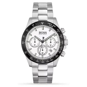 Hugo Boss 1513875 Hero Chronograph White Dial Silver Steel Strap Watch for Men Hugo Boss
