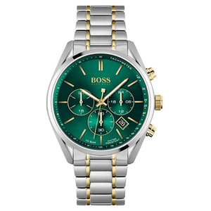 Hugo Boss 1513878 Champion Chronograph Green Dial Two Tone Steel Strap Watch for Men Hugo Boss