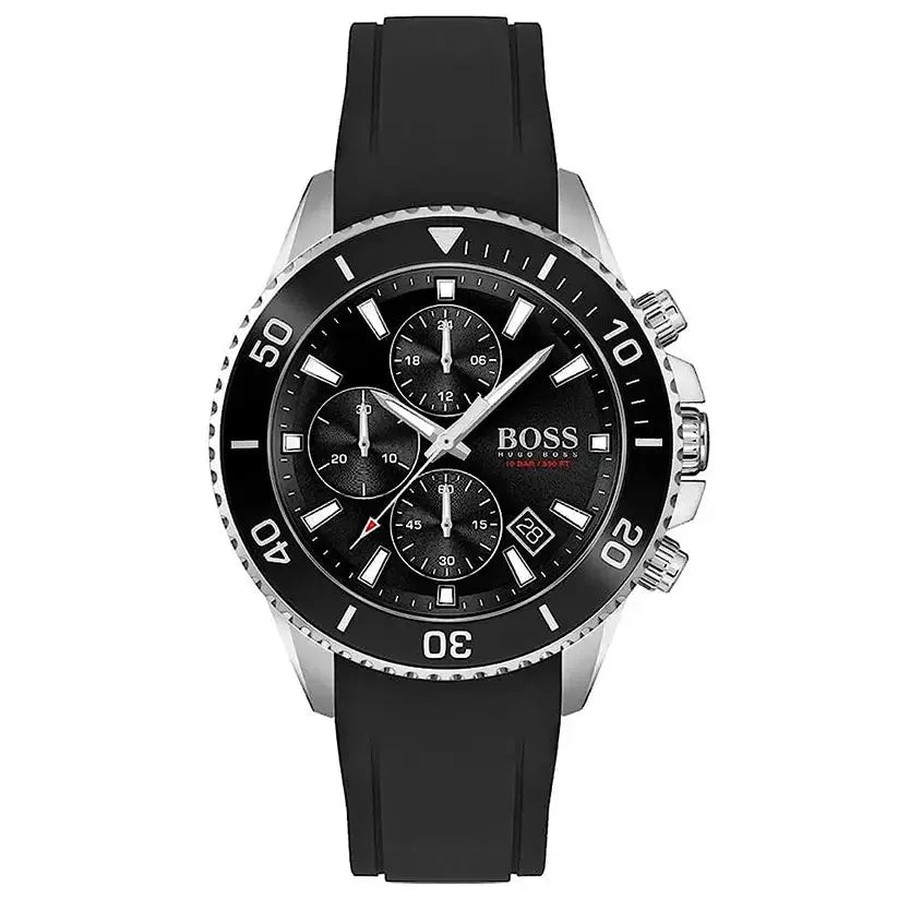 Hugo Boss 1513912 Admiral Black Dial Black Silicone Strap Watch for Men Hugo Boss