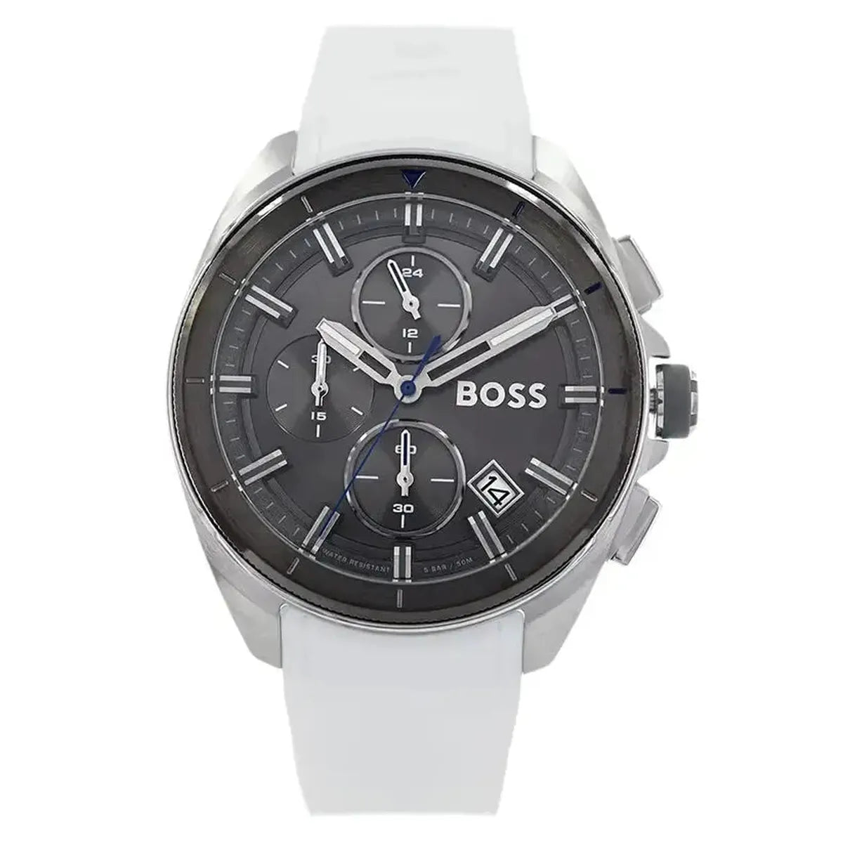 Hugo Boss 1513948 Volane Grey Dial White SIlicone Strap Watch for Men Hugo Boss