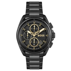 Hugo Boss 1513950 Volane Black Dial Black Steel Strap Watch for Men Hugo Boss