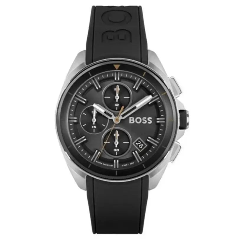 Hugo Boss 1513953 Volane Grey Dial Black Silicone Strap Watch for Men Hugo Boss