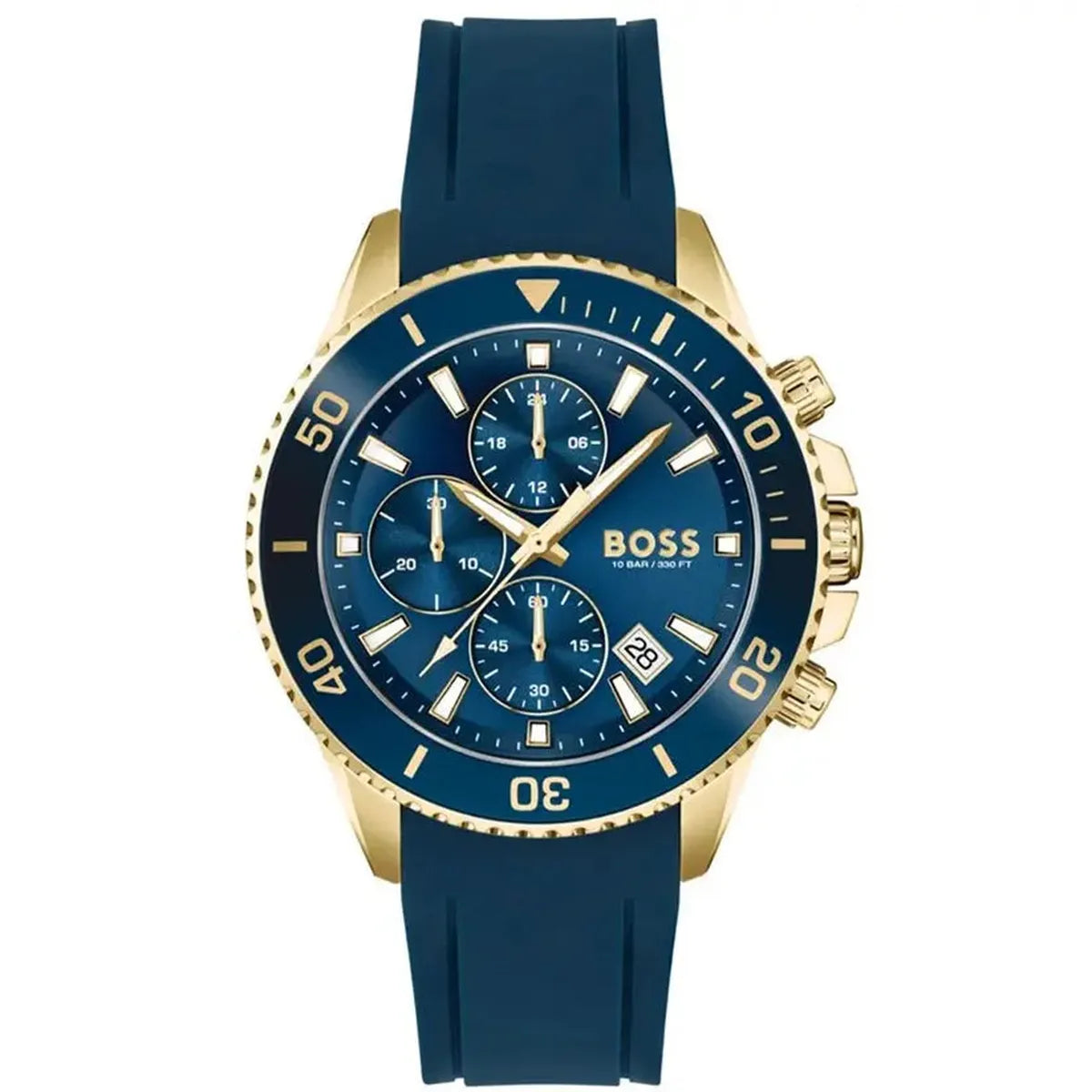 Hugo Boss 1513965 Admiral Blue Dial Blue Rubber SIlicon Strap Watch for Men Hugo Boss