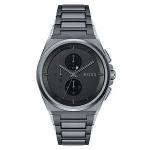 Hugo Boss 1513996 Steer Chronograph Quartz Grey Dial Grey Steel Strap Watch For Men Hugo Boss